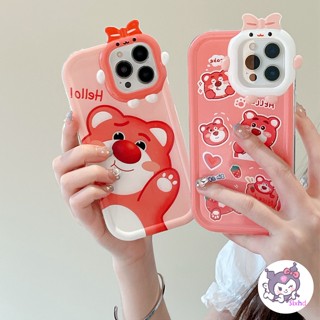 🌈Casing🌸 เคสโทรศัพท์มือถือแบบนิ่ม กันกระแทก ลายมอนสเตอร์ สตรอเบอร์รี่ หมีน่ารัก 3D สําหรับ iPhone 14 13 12 11 Pro Max SE2020 X XR Xs Max 7 8 6 6s Plus