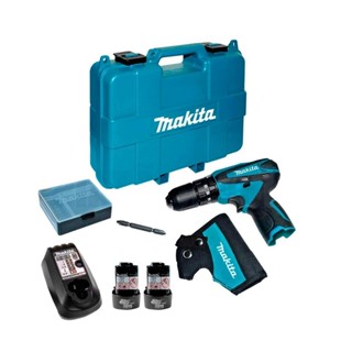 HP330DWE Makita สว่านกระแทก ไร้สาย 10.8V. ขนาด 3/8″ (10 มิล) มือบิด 24/14 N.m 2 สปีด (พร้อมแบต 2 ก้อน / แท่นชาร์จ 1)