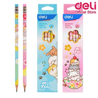 ดินสอไม้ 2B ทรงหกเหลี่ยม แพ็ค 12 แท่ง ดินสอ ดินสอดำ เครื่องเขียน Deli C012-2B Graphite Pencil 2B