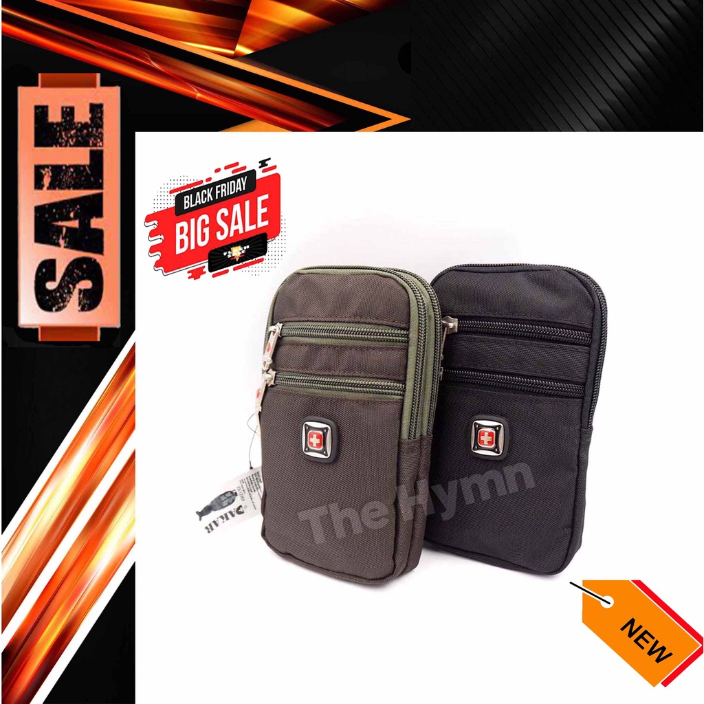 โปรโมชั่น กระเป๋าใส่โทรศัพท์ (DAKAR ) 23-1226X สองซิป ร้อยเข็มขัดคาดเอว กระเป๋าอเนกประสงค์ ผลิตจาก ผ้าไนล่อน อย่างดี