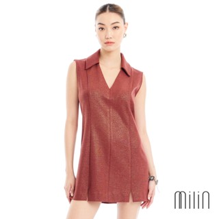 [MILIN] Promote Dress Point collar V-neck mini dress เดรสสั้นคอวีพร้อมปกเสื้อสามารถใส่แบบสวมหัวได้