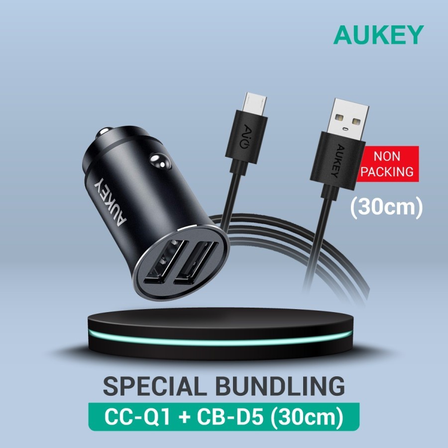 แพ็คเกจคริสต์มาสและปีใหม่ Aukey CC-Q1 ที่ชาร์จแบตในรถ + สาย Aukey