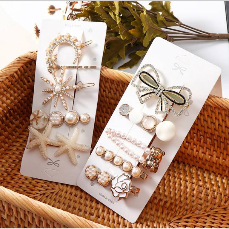 EN-ชุดกิ๊ฟเพชรโลหะวิ้งวับมีหลายเซ็ตให้เลือก(พร้อมส่ง)