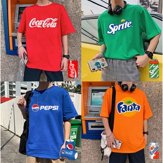 พร้อมส่ง เสื้อสกรีนลายโลโก้แบรนด์ดัง Sprite แฟนต้า โค้ก Pepsi เป๊ปซี่ สุดฮิต ขายดีสุดๆ เสื้อผ้าแฟชั่น เสื้อยืดสตรีท