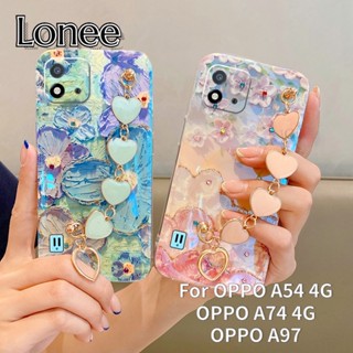 เคสโทรศัพท์มือถือ แบบนิ่ม ลายภาพวาดสีน้ํามัน รูปดอกไม้ มีสายคล้อง สําหรับ OPPO A54 4G OPPO A74 4G OPPO A97