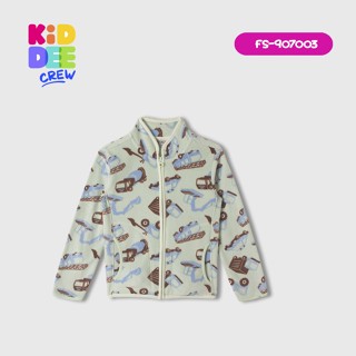 KiddeeCrew แจ็คเก็ตเด็กผู้ชายสีเขียวอ่อน พิมพ์รถก่อสร้าง Construction vehicle jacket เหมาะสำหรับอายุ 2-6 ปี มี 2 สี