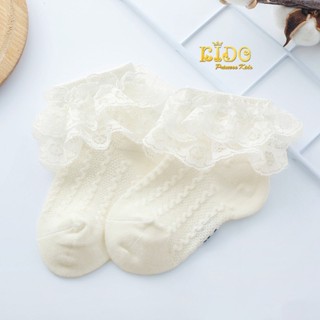 ถุงเท้าเด็ก(มีหน้าร้านอยู่รัชดา)S104สีขาว ข้อเท้าลายลูกไม้ระ…