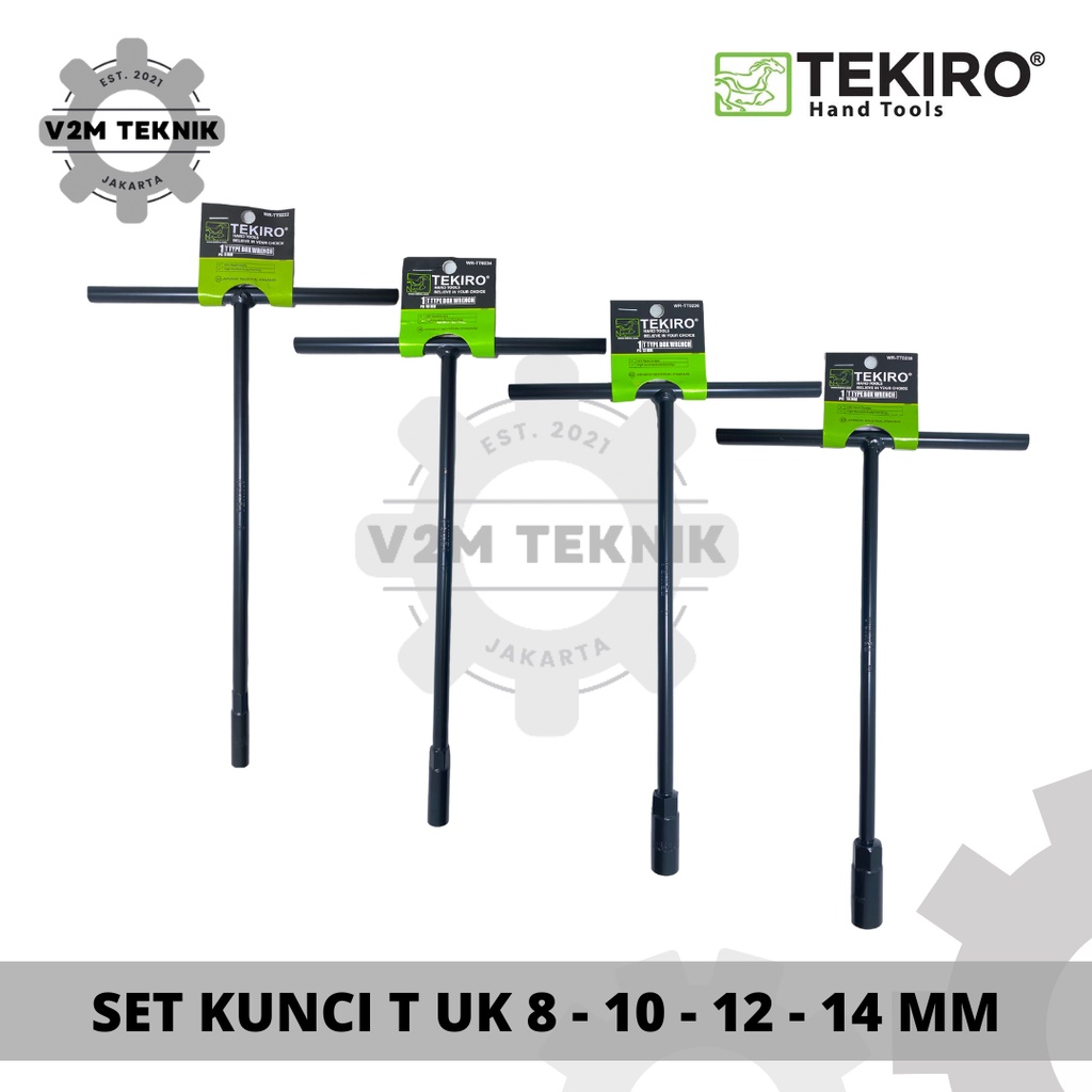 TEKIRO T-Wrench Size 8 - 10 - 12 - 14 MM / Black CRV T-Wrench SET 4 ชิ้น / ประแจ T-Sock