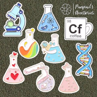 ʕ •ᴥ•ʔ ✿ พร้อมส่ง : เข็มกลัดเซ็ทอุปกรณ์ทางวิทยาศาสตร์และยีน | Science Equipment &amp; Gene Enamel Brooch Pin Set.