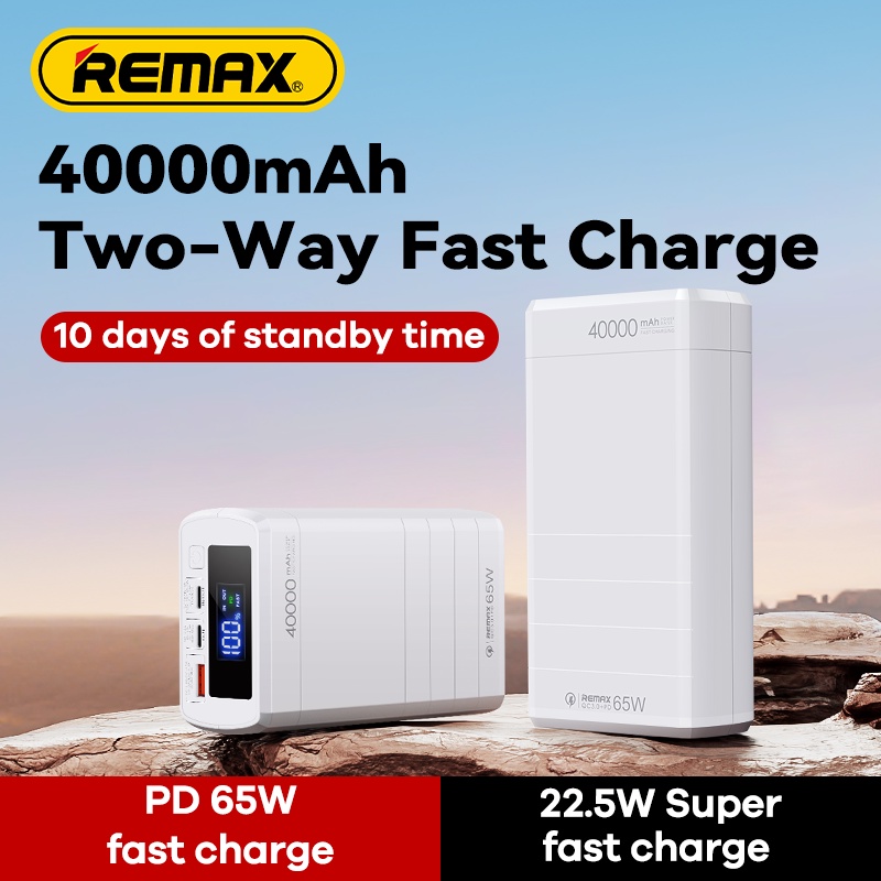 Remax 65W Power Bank 40000mAh Fast Charging External Battery Portable PD QC 22.5W PowerBank Charger TypeC For iPhone Hua