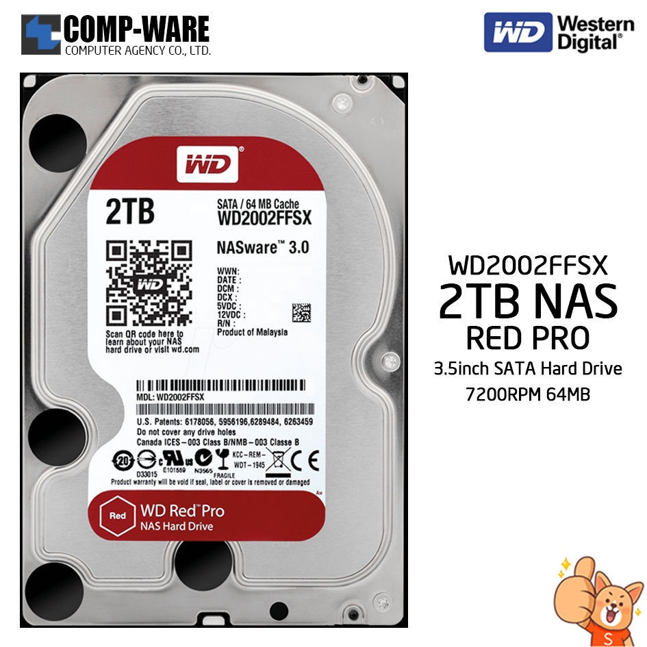 WD Red PRO 2TB NAS Hard Disk Drive - 7200RPM SATA 6Gb/s 64MB Cache 3.5Inch - WD2002FFSX (5Y Warranty)