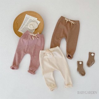 Babygarden- เด็กทารก เด็กผู้ชาย เด็กผู้หญิง เลกกิ้ง, ลําลอง เอวยางยืด ผูกปม ด้านหน้า สีพื้น กางเกงฮาเร็ม