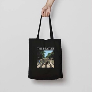 The BEATLESS totebag totebag ซิปแบนด์ร็อคเมทัลบลูส์ผ้าใบ / กระเป๋าโท้ท สีดําล้วน วินเทจ ผ้าใบ ผู้ชาย ผู้หญิง