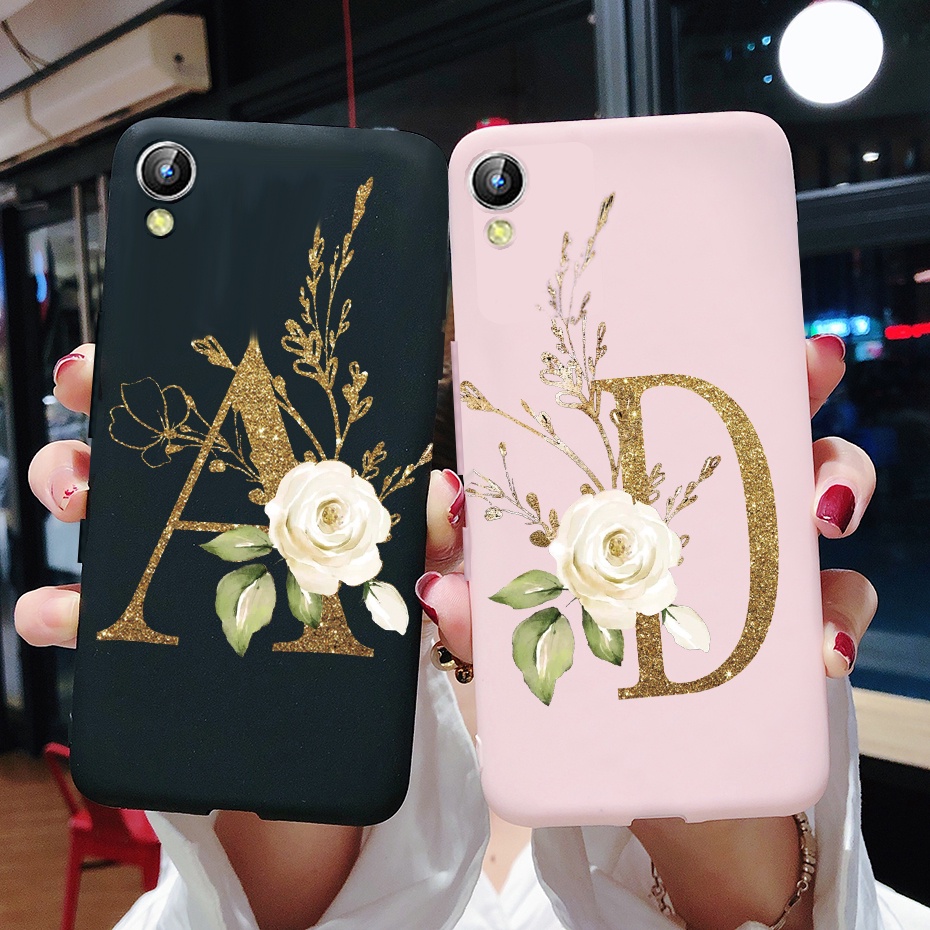 Vivo y51 y51L y51A 2015 เคสโทรศัพท์ ตัวอักษรน่ารัก นิ่ม TPU ซิลิโคน เคสป้องกัน สีชมพู สีดําด้าน ฝาหล