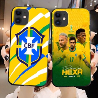 เคสโทรศัพท์มือถือ ซิลิโคนนุ่ม ลาย Brasil World Cup สีดํา สําหรับ iphone 13 14 7 X XS XR XSMax 11pro 12 pro 13 pro promax 2022