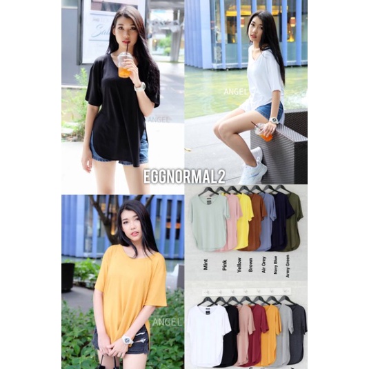 Oversize🌸T02เสื้อยืดคอกลมกว้าง ชายโค้งผ่าข้าง❤️งานป้ายTOPSHOPเนื้อผ้าเรย่อน นิ่มๆเด้งๆ