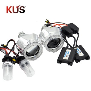 2.5 inch Bixenon HID Projector Lens with DRL Day Running Angel Eyes Shrouds 6000k Xenon Kit Bulb Ballast H1 H4 H7 Car He