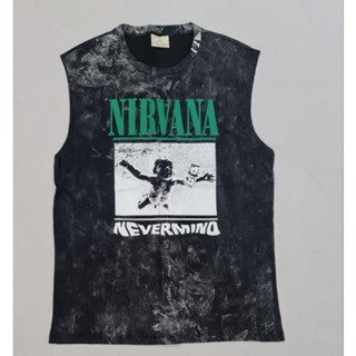 T-Shirtเสื้อยืดแขนกุดพิมพ์ลายผ้าฟอกดำ
