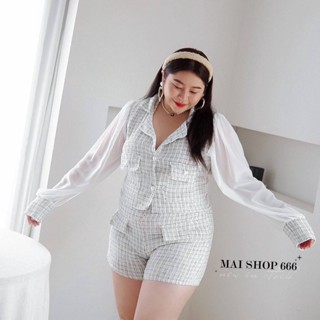 🔥Plussize🔥ชุดเซทเสื้อ+กางเกงคนอ้วน🔥อก 40-50   เอว 34-44