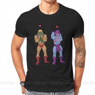 เสื้อยืดผู้ชาย He-Man และปรมาจารย์แห่งจักรวาล Skeletor Snuggle Break Tshirt ผู้ชายกราฟิกยอดนิยมผู้ชายฤดูร้อนเสื้อผ้าผ้าฝ