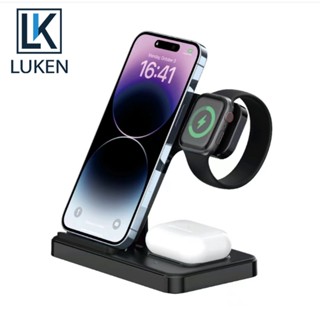 Luken 3 in1 Qi Sakura แท่นชาร์จไร้สาย ชาร์จเร็ว สําหรับโทรศัพท์ Watch 6 SE 5 4 3 2 15W 12 11 XR X 8