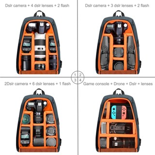 PULUZ Outdoor Backpack Camera Accessories Bag กระเป๋าเป้ สะพายหลัง กันน้ำ สำหรับเก็บกล้อง DSLR ดิจิตอลและอื่นๆ