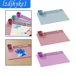 [Lzdjhyke1] Silicone Painting Mat for Craft, Large Silicone Craft Mat for Resin Casting, Nonstick Mat with Cleaning Cup, Paint Dividers And Pen Holders