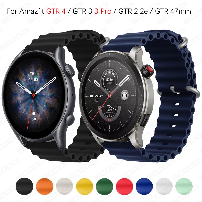 สายนาฬิกาข้อมือซิลิโคน หัวเข็มขัดโลหะ สําหรับ Xiaomi Huami Amazfit GTR 4 3 3 Pro 2 2e GTR 47 มม.