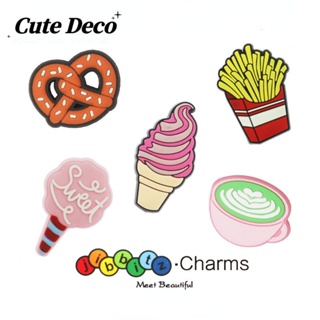 CROCS 【Cute Deco】กระดุมเรซิ่น รูปการ์ตูนอาหารน่ารัก (10 แบบ) สําหรับรองเท้า