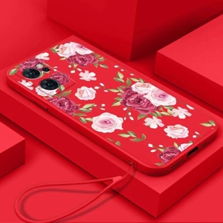 เคสโทรศัพท์มือถือ ซิลิโคน TPU ลายดอกกุหลาบ พร้อมสายคล้อง สําหรับ Realme C25 C12 C21y C25y C25s C11 C15 C11 2021