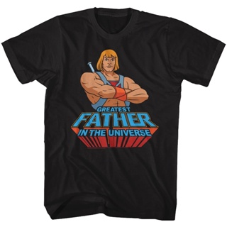 T-shirt  เสื้อยืด พิมพ์ลาย Masters of the Universe Greatest Dad สีดํา สําหรับผู้ใหญ่S-5XL