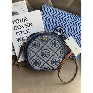 Tory burch T Monogram Moon Bag กระเป๋าสะพายทรงกลม คลาสสิค