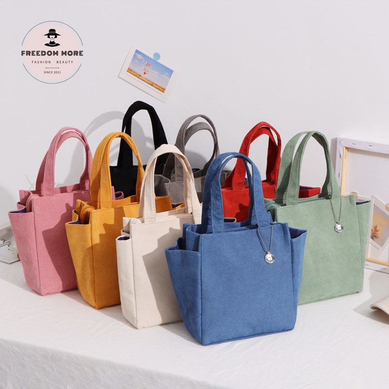 ใหม่ กระเป๋าถือ ผ้าแคนวาส มีซิป หลากสี สําหรับใส่กล่องอาหารกลางวัน iPad Mini