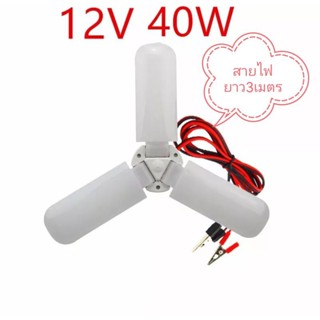 หลอดไฟLED 12v 40Wแบบใบไม้รุ่น3ใบแสงสีขาว