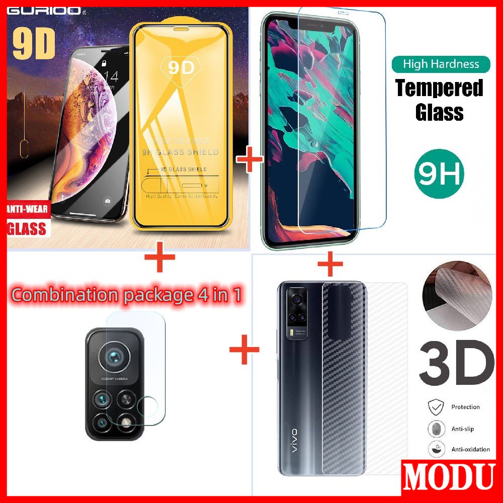 ฟิล์มกระจกนิรภัยกันรอยหน้าจอ 4 in 1 สําหรับ OPPO A3S A5S A12 A94 A15 A15S A52 A92 A54 A55 A74 A16K A