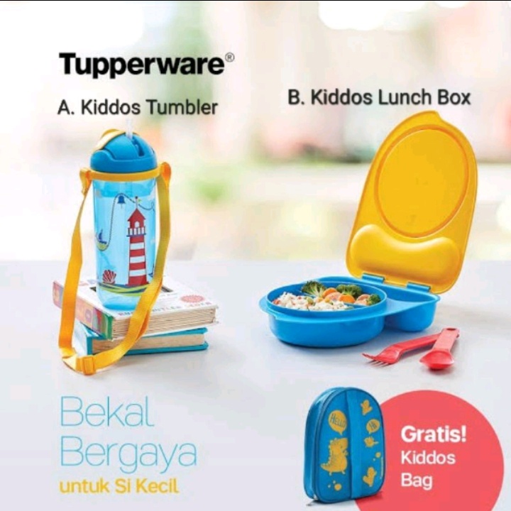 Kiddos TUMBLER/KIDDOS LUNCH BOX/TUPPERWARE ชุดกล่องอาหาร สําหรับเด็ก