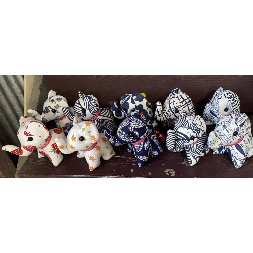 ตุ๊กตาช้างหมาไซค์กลางผ้าฝ้ายเมือง