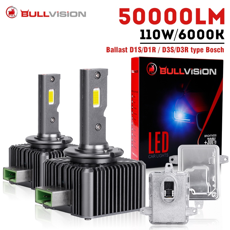Bullvision D1S D3S LED ไฟหน้า HID บัลลาสต์ (A1669002800) D1R D3R Turbo LED 50000LM CSP Chip 6000K สี