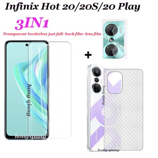 【3in1】ฟิล์มกระจกนิรภัยกันรอยหน้าจอ แบบใส และฟิล์มเลนส์ และคาร์โบ สําหรับ Infinix Hot 20 20S 20 play 11s 11s NFC Hot 12i 12 12play Hot 10i Hot 10 play Hot 11play Hot 10S Hot 9 play