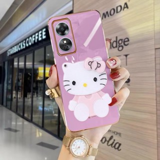 ใหม่ พร้อมส่ง เคสโทรศัพท์มือถือ ซิลิโคน ป้องกัน ปิดด้านหลัง ลายการ์ตูนน่ารัก เรียบง่าย พร้อมกระจกแต่งหน้า แฟชั่น สําหรับ OPPO A38 4G A384G 2023