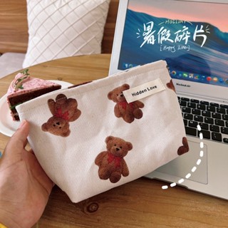 พร้อมส่ง🧸 กระเป๋า กระเป๋าผ้า ลายหมี กระเป๋าเล็ก กระเป๋าใส่เครื่องสำอางค์ mini bag กระเป๋าน่ารัก สไตล์เกาหลี กระเป๋ามีซิป