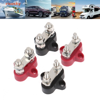 [risesky] 1/4" 5/16" Terminal Block Studs M6 M8 12V 24V Junction us Bar Insulated Dual Heavy Duty Power Distribution Stud Terminal For Trucks RVs Coaches Boats