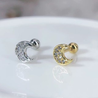 earring  minimal จิวหูพระจันทร์เพชรมินิมอล จิวหูเพชร ก้าน 1.2 ใส่รูปกติได้ งานสแตนเลสแท้ ใส่อาบน้ำได้ไม่เป็นสนิม