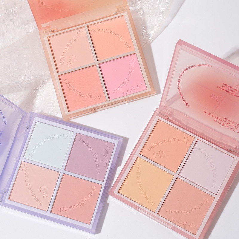 XIXI บลัชออนปัดแก้ม คอนทัวร์ เนื้อแมตต์ สี่สี สดใส ดูมีชีวิตชีวา ทุกวัน สีขาวพีช สีแดง