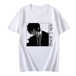 เสื้อยืดเปล่า ฮาราจูกุญี่ปุ่นอะนิเมะเสื้อ Bungo สุนัขจรจัด Dazai Osamu พิมพ์ท็อปส์ซู Unisex Tee มังงะสตรีทแวร์ Ropa Homb