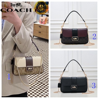 🎄พร้อมส่ง🌟Coach Mini กระเป๋าถือสุภาพสตรีกระเป๋าสะพายโซ่แฟชั่นจุด CC033 CC058