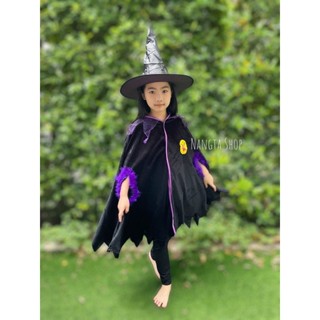 ชุดเสื้อคลุมแม่มด 🎃 ชุดแม่มดเด็ก 🎃 ชุดอาโลวีนเด็กผู้หญิง 👻สินค้าพร้อมส่ง