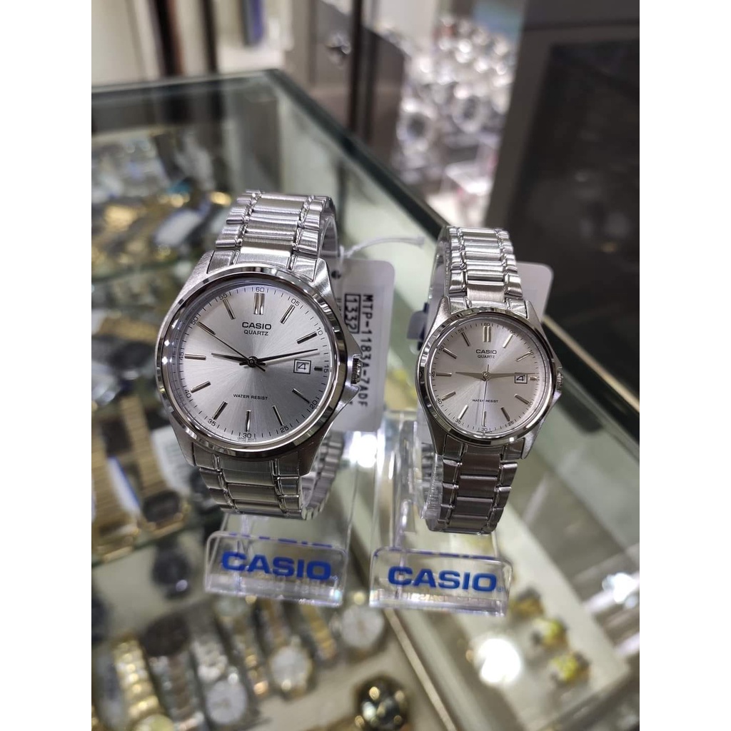 แท้ 100%  Casio Man/Lady นาฬิกาคู่ LTP-1183 MTP-1183 MTP-1239D MTP-1239 MTP-1183A (กล่องดำ) ดูดีประกันศูนย์​ 1 ปี