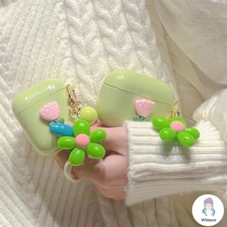 เคสหูฟังบลูทูธไร้สาย แบบนิ่ม ลายดอกไม้ พร้อมจี้ สําหรับ Airpods 1 2 3 pro