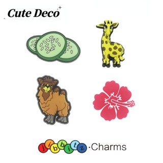 CROCS 【Cute Deco】กระดุมเรซิ่น รูปการ์ตูนสัตว์น่ารัก (5 แบบ) อูฐ ยีราฟ ดอกซากุระ แตงกวา สําหรับตกแต่งรองเท้า